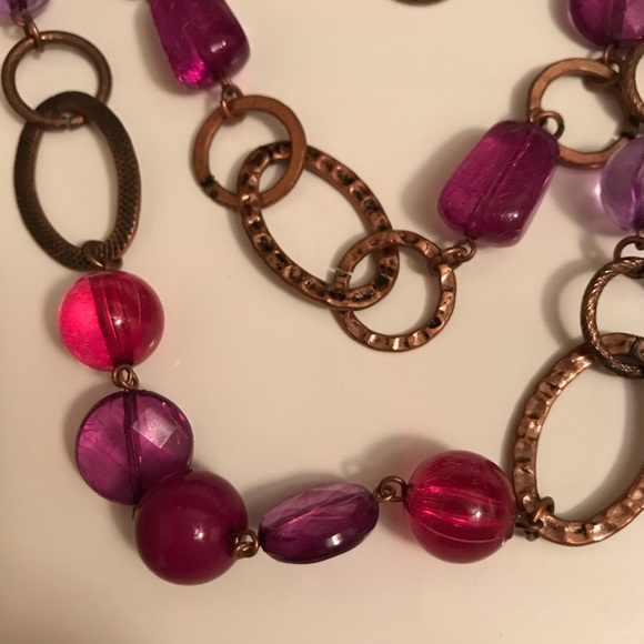 Purple and pink layered necklace - Picture 3 of 3